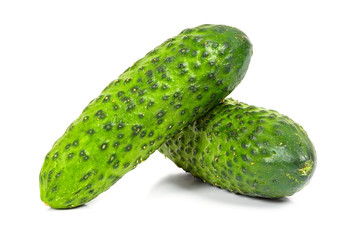 Fresh cucumbers on white background