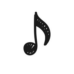 Music note doodle icon, hand drawn musical symbol