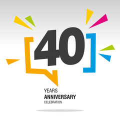 40 Years Anniversary colorful white modern number logo icon banner - obrazy, fototapety, plakaty
