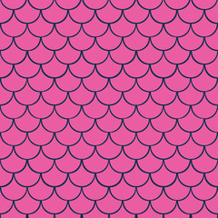 Mermaid Fish Scales hot pink navy vector seamless pattern