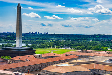 Washington Monument EPA Orange Roofs Government Buildings Washington DC - obrazy, fototapety, plakaty