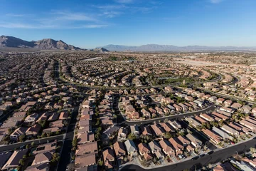 Poster Aerial view of Summerlin streets and homes in suburban Las Vegas, Nevada. © trekandphoto