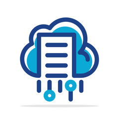 Illustrated icons with the concept of document management based on cloud computing technology