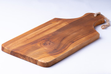 Olive wooden cutting Board on white background.