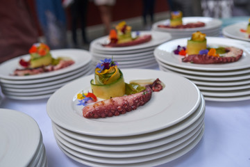 seafood octopus on a white plate