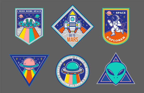 Set patches or sticker on space topic 