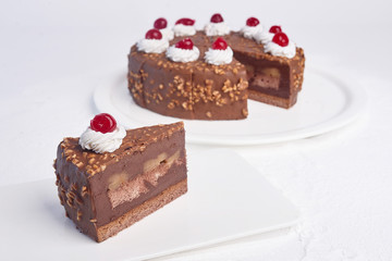 Tasty cake on a white background