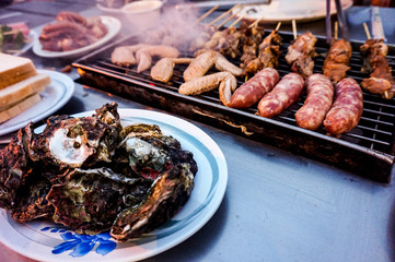 夕方のバーベキュー