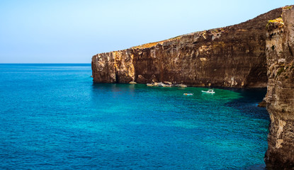 Comino coastline  with yachts