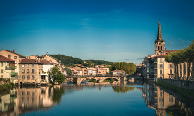 Fototapeta na wymiar Panoramic view of Saint-Girons in France