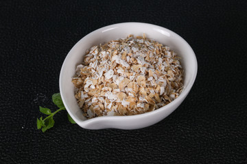 Raw oats in the bowl