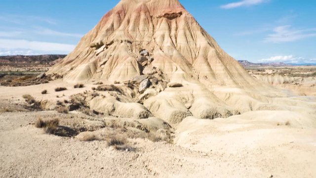 Rock formation in Bardenas Reales park, the biggest desert in Europe. Bardenas Reales, Navarra, Spain .