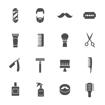 Barber shop related vector icons