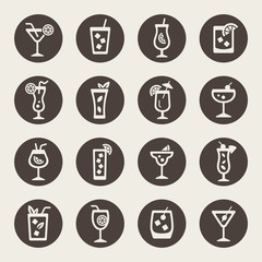 Alcohol cocktails vector icons