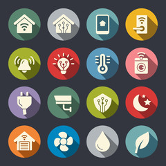 Smart home system flat vector icons