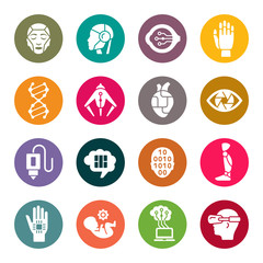 Transhuman colourful vector icons