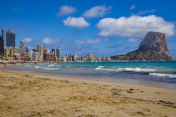 Beach of Calp, Spain, Costa Blanca - beautiful views of Ifach rock