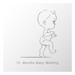 Little baby of 12 month. baby development milestones in first year. 