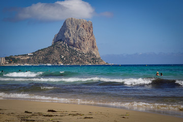 Beach of Calp, Spain, Costa Blanca - beautiful views of Ifach rock