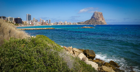 Beach of Calp, Spain, Costa Blanca - beautiful views of Ifach rock