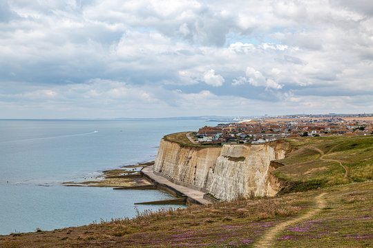 Looking towards Peacehaven and the chalk cliffs, on the Sussex coast