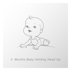 Little baby of 3 month. Baby development stages in first year.