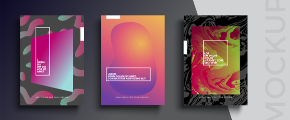Modern abstract covers set. Cool gradient shapes composition. Frame for text Modern Art graphics. design business cards, invitations, gift cards, flyers ,brochures, banner