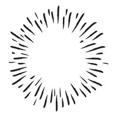 Starburst doodle, hand drawn sun burst sketch explosion
