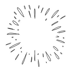 Starburst doodle, hand drawn sun burst sketch explosion