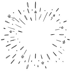 Starburst doodle, hand drawn sun burst sketch explosion