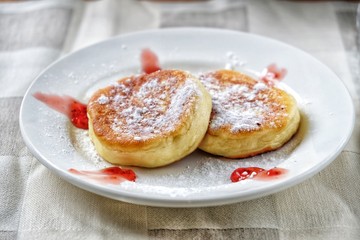 pancakes with jam on plate