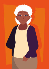 old woman afro avatar character