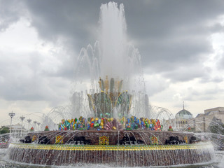 the people's friendship fountain at VDNKh in Moscow