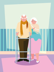 cute old couple avatar character