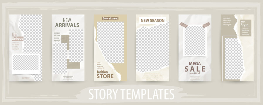 Trendy editable template for social networks stories, vector illustration.