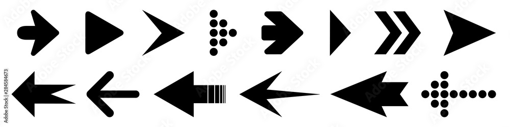 Poster Set arrow icon. Collection different arrows sign. Black vector arrows – stock vector