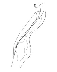 Woman’s body one line drawing on white isolated background. Vector illustration