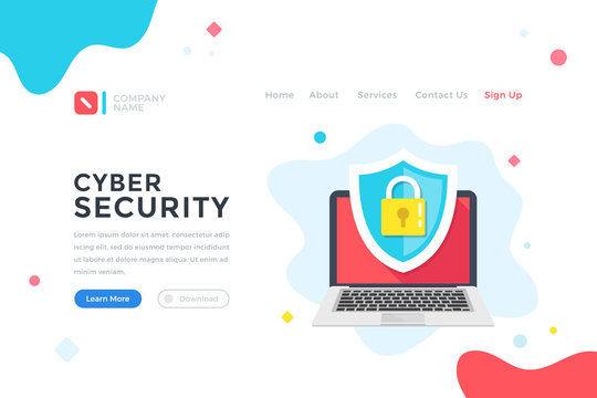 Cyber security. Data protection, cybersecurity concept. Modern flat design graphic elements for web banner, landing page template, website. Vector illustration