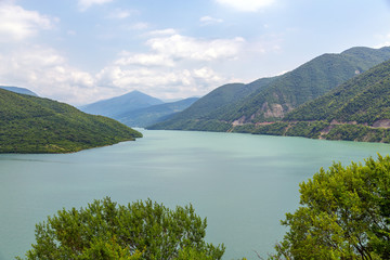 Fototapeta na wymiar Reservoir with fresh mountain water