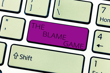 Text sign showing The Blame Game. Conceptual photo A situation when people attempt to blame one another.