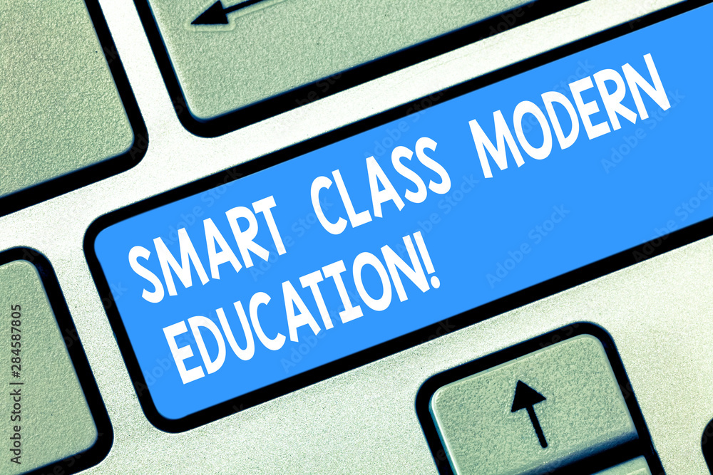 Poster handwriting text smart class modern education. concept meaning up to date technological classrooms l