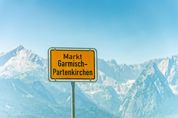 Entrance sign of Garmisch Partenkirchen