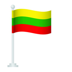 Lithuania  flag. National flag of Lithuania  on pole vector