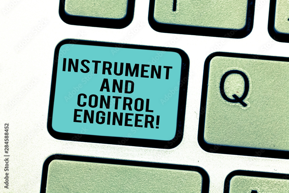 Poster word writing text instrument and control engineer. business concept for automation engineering indus