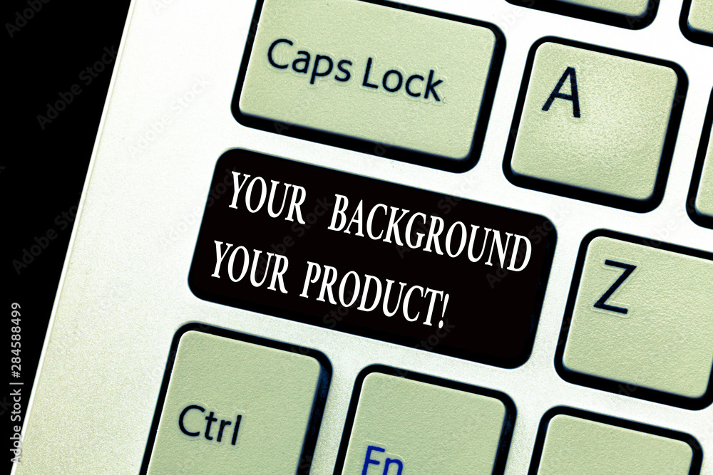 Aufkleber word writing text your background your product. business concept for things you have done and learn 
