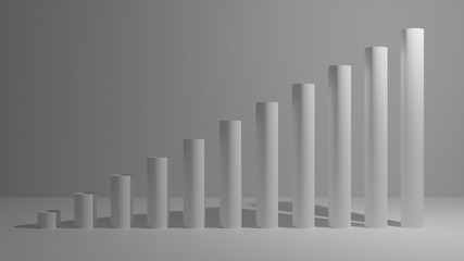 white, blue, red, green 3d graph going up from left to right for use with infograph or chart