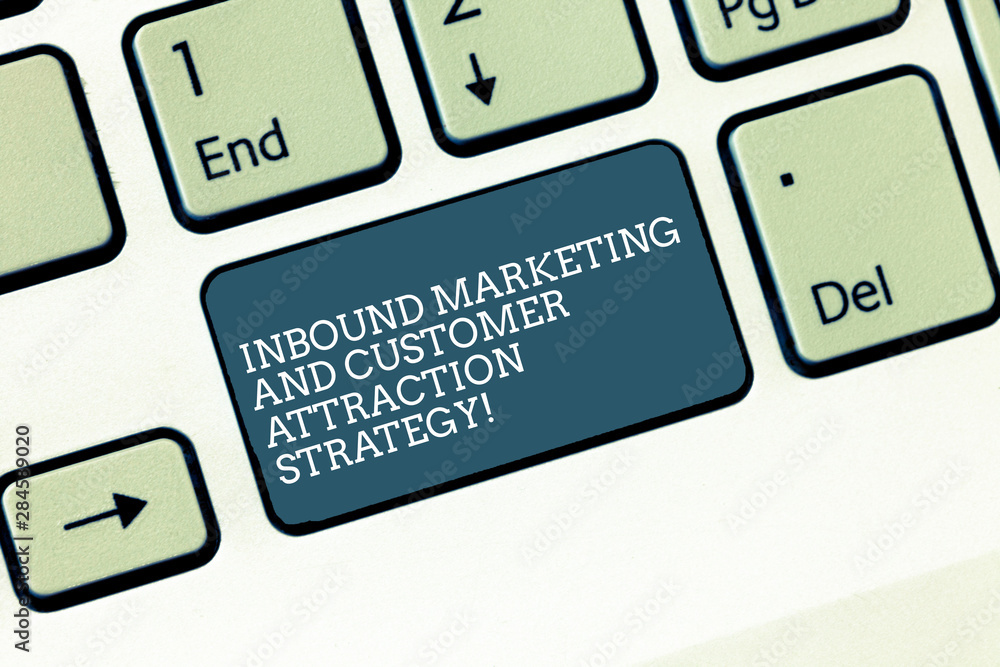 Poster word writing text inbound marketing and customer attraction strategy. business concept for promote y