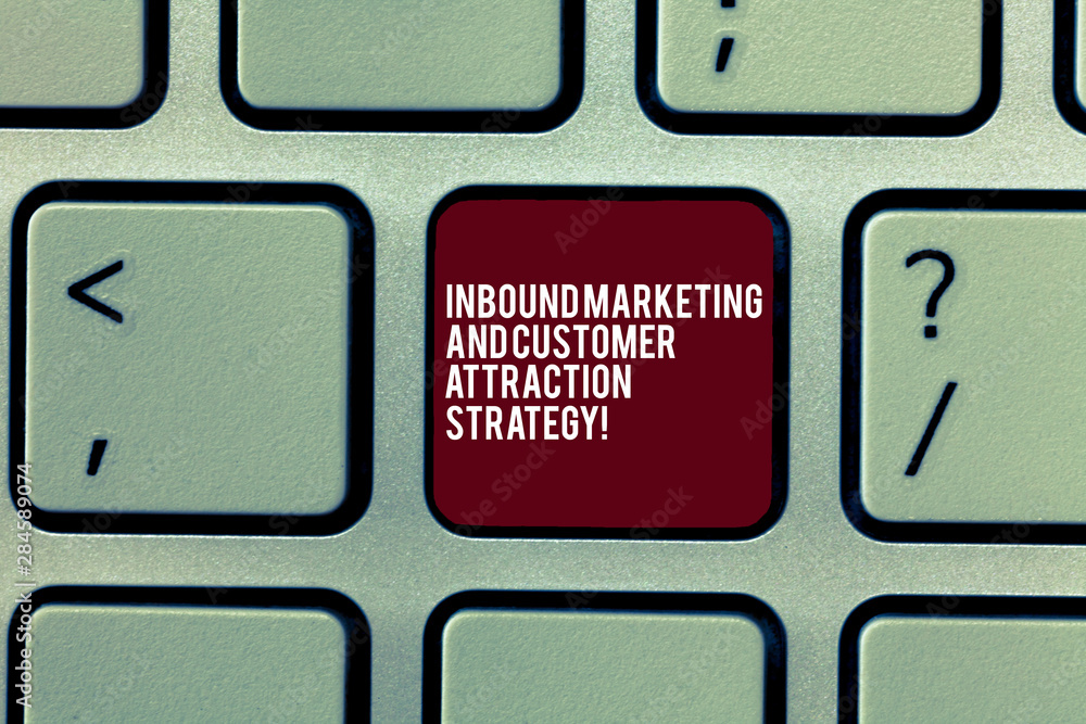 Poster handwriting text inbound marketing and customer attraction strategy. concept meaning promote your pr