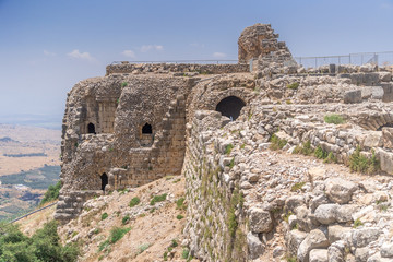 13th century Islam Nimrod fortress built against the Crusaders on the Golan heights in Israel near Lebanon and Syria