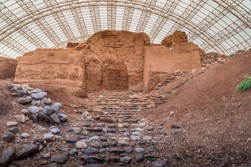 Tel Dan excavations in northern Israel on the Golan heights Abraham's city gate made of mud bricks...